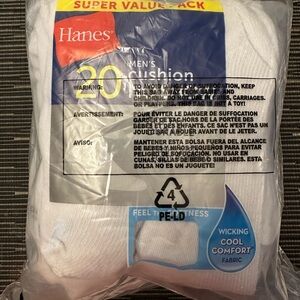 Hanes Men’s Cushion No Show Socks 20 Pack White